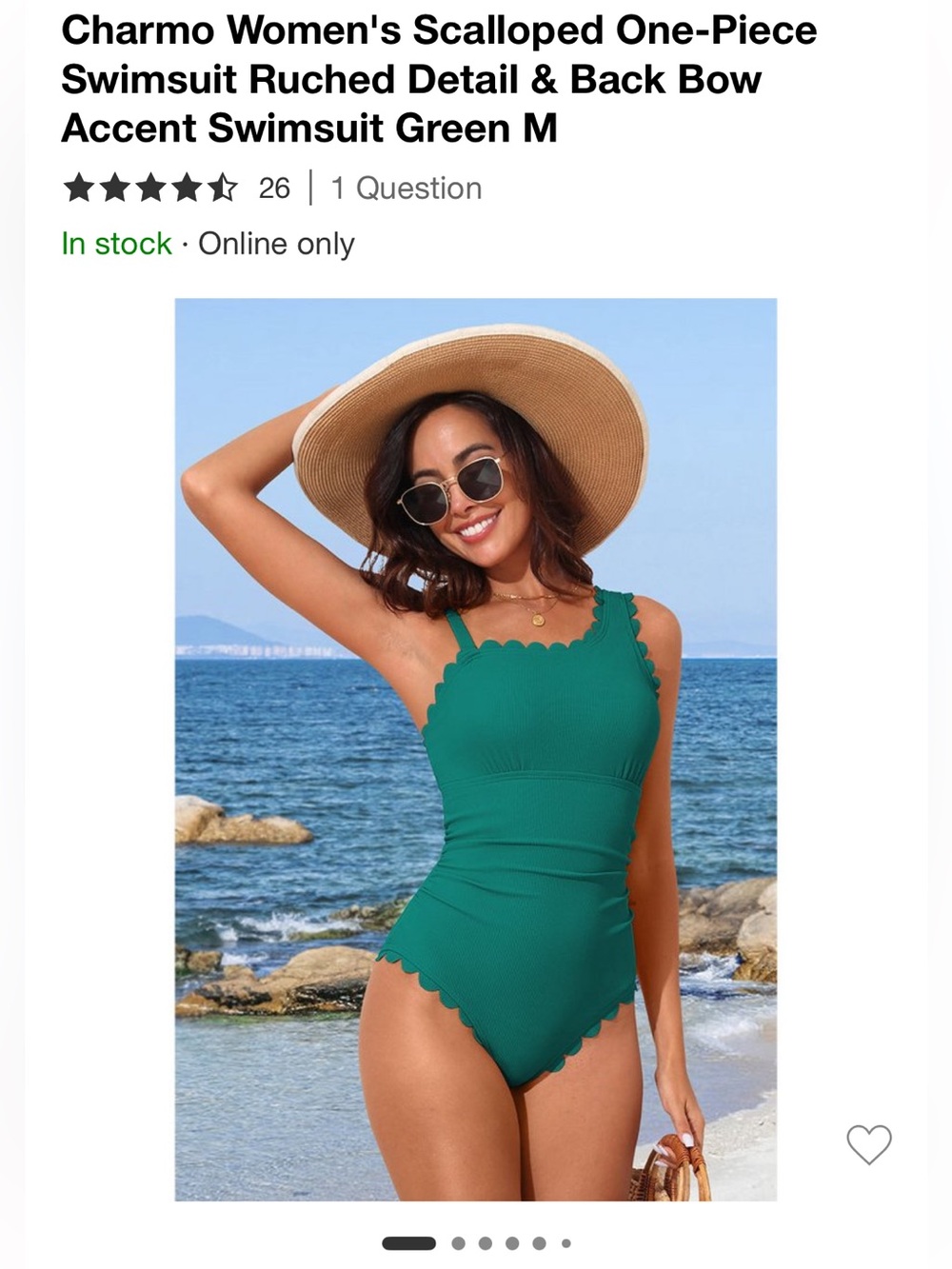 CharMо Women's Scalloped One-Piece Swimsuit in Green